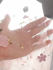 Souflis Souflis 2025春夏女童无袖碎花泡泡袖连衣裙，后背拉链，可爱甜美公主裙，适合日常穿着 - 粉色 - 查看 9