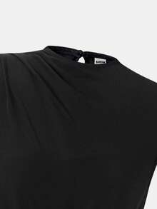 SHEIN Firerie Kids 女童纯色圆领休闲连衣裙 - 黑色 - 查看 6