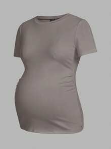 Modmama Maternity Casual Solid Color Short Sleeve T-Shirt For Summer - Multicolor - View 6
