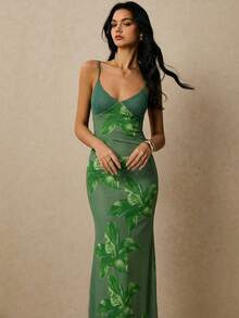 Poéselle Women's Elegant Floral Print Sleeveless Dress, Summer - Multicolor - View 3