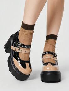 ROMWE Grunge Punk Women Pumps - Black - View 1