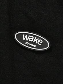 PAVTROS Men's Letter Print Round Neck Short Sleeve Casual T-Shirt And Drawstring Waist Shorts Set - Black - View 3