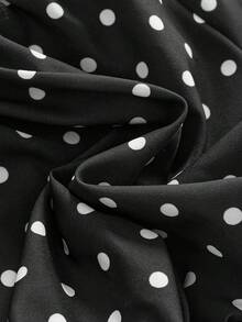 ROMWE Kawaii Women's Mini Polka Dot Patchwork Ruffle Skirt - Black - View 4