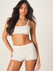 Missguided x Playboy Double Layer Comfort Bralette And Boxer Brief Set Soft Cotton Blend Matching Intimates Lounge Sleepwear Everyday Essentials - Grey - View 1