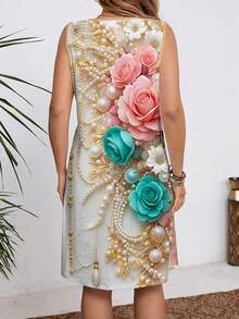 EMERY ROSE Plus Size 3d Floral Dresses For Women,White,Summer,Elegant,Bachelorette Party,Vacation,Holiday,Bridal Shower Outfit,Kentucky Derby Garden Party Dress - Multicolor - View 2