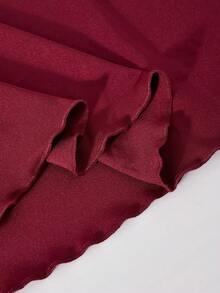 SHEIN Vestido de manga larga con volantes y cinturón para niña preadolescente, de cuello redondo, estilo vintage y elegante, con puños con cuentas, adecuado para uso casual en primavera y otoño - Burdeos - Ver 5