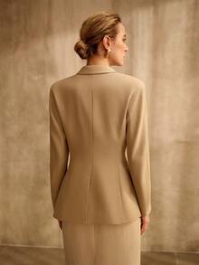 MOTF PREMIUM STRUCTURED LAPEL COLLAR BLAZER - Khaki - View 3