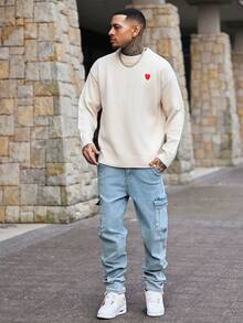 Devon Thys 男士时尚休闲水洗修身工装牛仔裤、工装裤 - 霧霾藍 - 查看 5