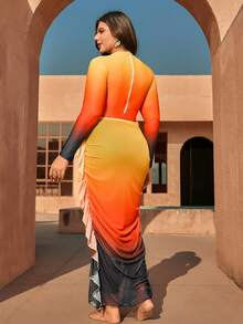 Swim Mulvari 大码渐变色布基尼套装，度假沙滩 - 彩色 - 查看 2