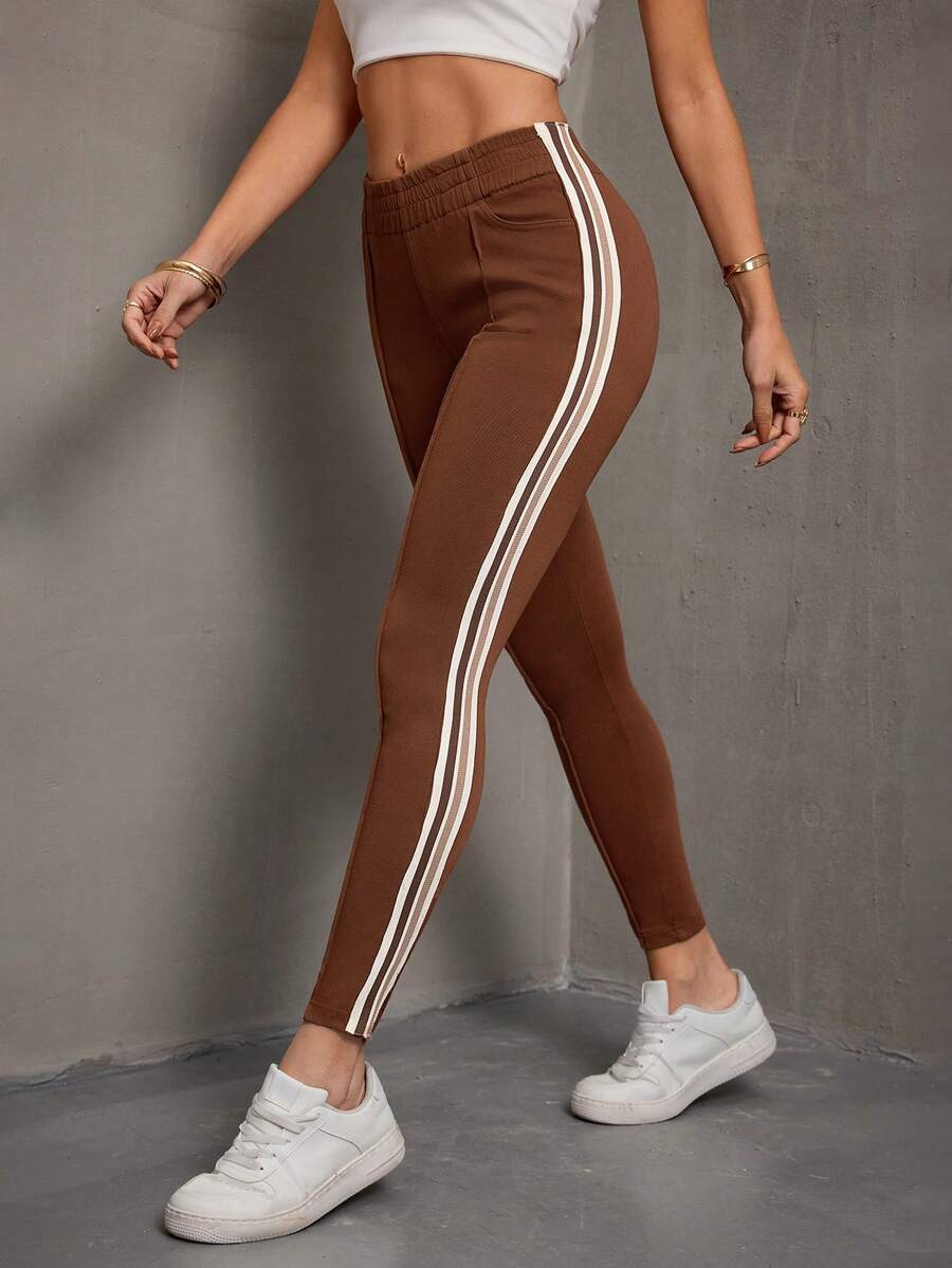 Jeanoix Women's Casual Minimalist Style Stretchy Skinny Jeans Summer - Brown - View 1