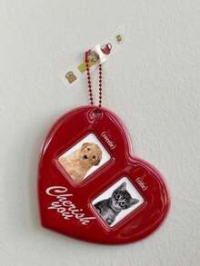 Joivida Llavero con foto de corazón doble | Soporte de tarjeta de plástico resistente de 1 pulgada con anilla dividida | Regalo perfecto para fans, amigos y amantes de ídolos - Multicolor - Ver 10