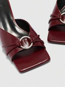 CUCCOO BIZCHIC Sandalias de mujer de tacón alto con corte en V y atmósfera simple, zapatos de verano - Burdeos - Ver 8