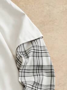 HIMLAND Men's Round Neck Plaid Print Casual Versatile Daily Wear Long Sleeve T-Shirt Long Sleeve Tops Jersey Cropped Shirts Men S Sumwon Long Sleeve Street Wear Tops 2 In 1 Shirt - Multicolor - View 5