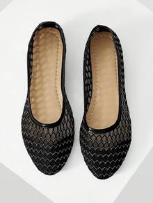 Mnmlis Zapatos planos de moda para mujer - Negro - Ver 3