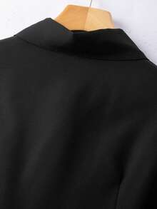 GlowEve CURVE Plus Size Women's Solid Color Lapel Button Casual Versatile Commuter Shirt - Black - View 7