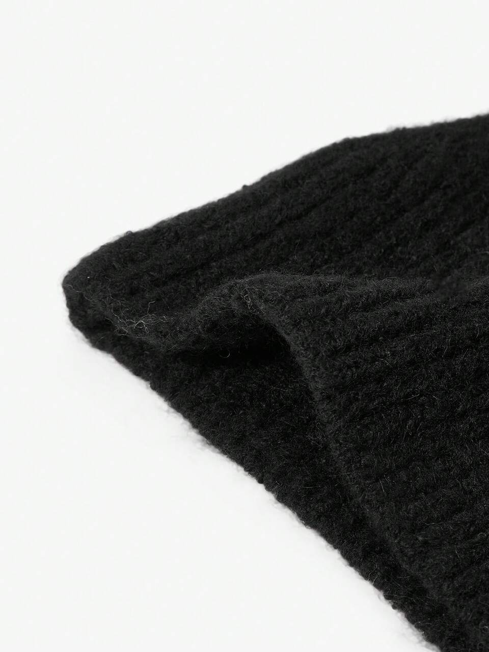 Black Fluffy Knit Balaclava Hood