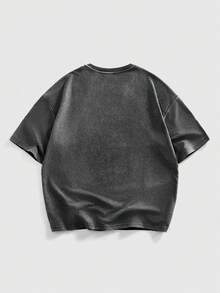 ROMWE MEN Essentials Áo thun nam phong cách retro cơ khí hiện đại, thường ngày, thích hợp cho việc đi làm - Xám - Xem 2