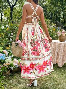 SHEIN 孕妇度假休闲碎花吊带连衣裙 - 彩色 - 查看 2