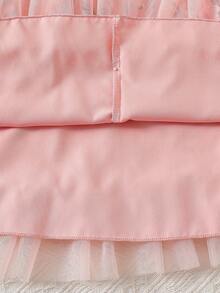 Souflis Souflis 2025春夏女童无袖碎花泡泡袖连衣裙，后背拉链，可爱甜美公主裙，适合日常穿着 - 粉色 - 查看 8