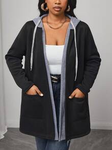 Truni Abrigo con capucha con cordón y bolsillos para mujeres en talla grande para invierno - Multicolor - Ver 4