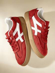 CUCCOO EASI Women's Casual Sneakers - Red and White - View 3