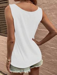 Selamara 新款春夏热销款正面装饰贴片心形刺绣设计女式背心 - 白色 - 查看 2