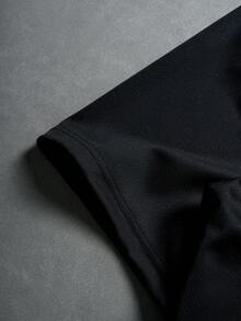 Aesthetic Post 男士休闲简约印花圆领短袖T恤 - 黑色 - 查看 5