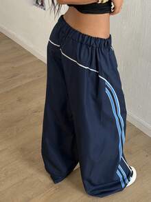 StreetHx 女士藏蓝色条纹宽松运动裤 - 藏蓝色 - 查看 2