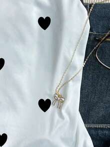 爱心印花图案吊带背心，适合青少年女孩，休闲无袖修身露脐上衣，夏季，Y2K风格，白色上衣，舒适秋冬款式，情人节，度假，休闲氛围，轻松舒适，白色上衣，Y2K风格青少年可爱吊带背心 - 彩色 - 查看 4