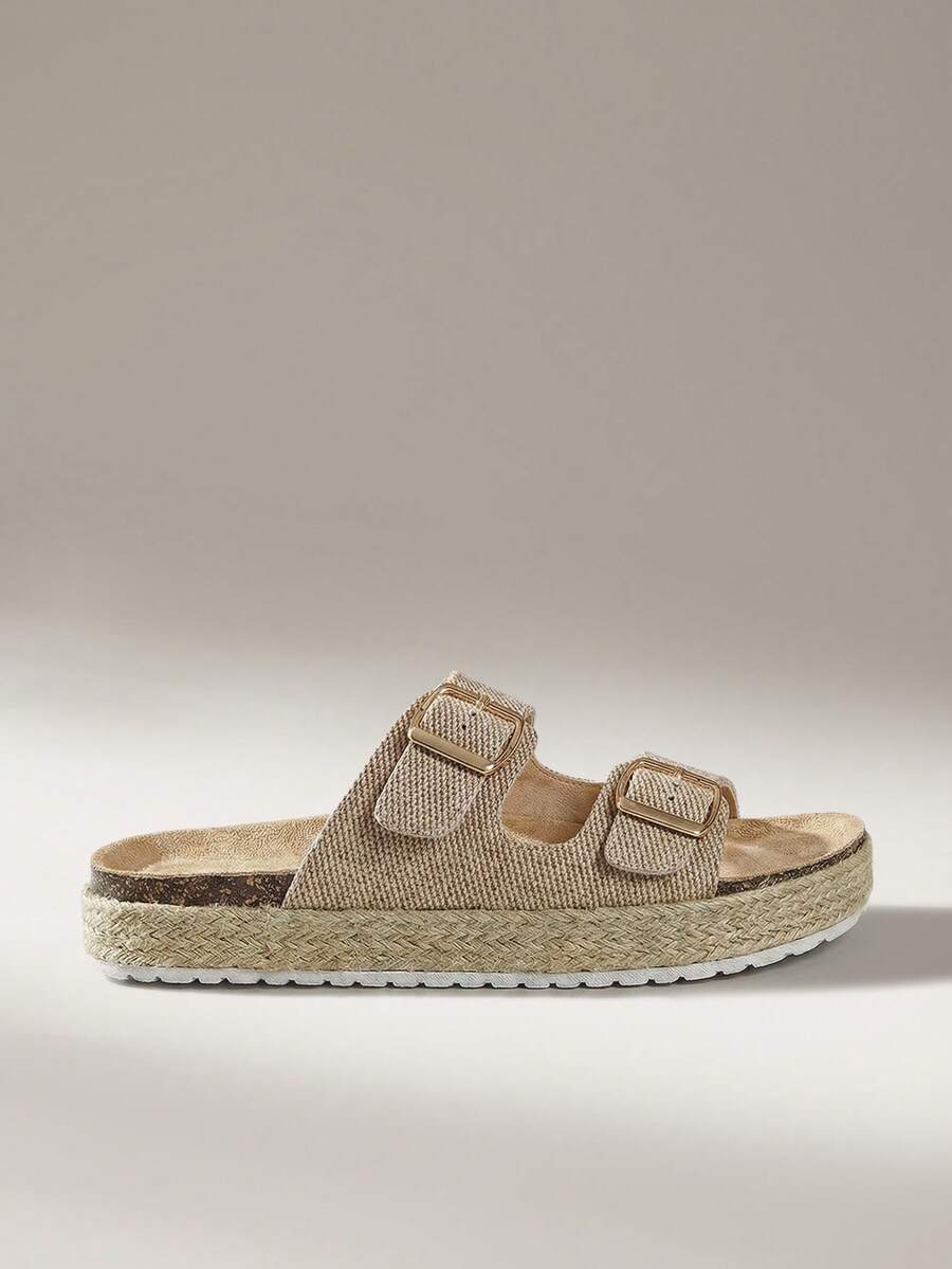 Solecia 女士搭扣设计休闲日常一脚蹬凉鞋 - 杏色 - 查看 1