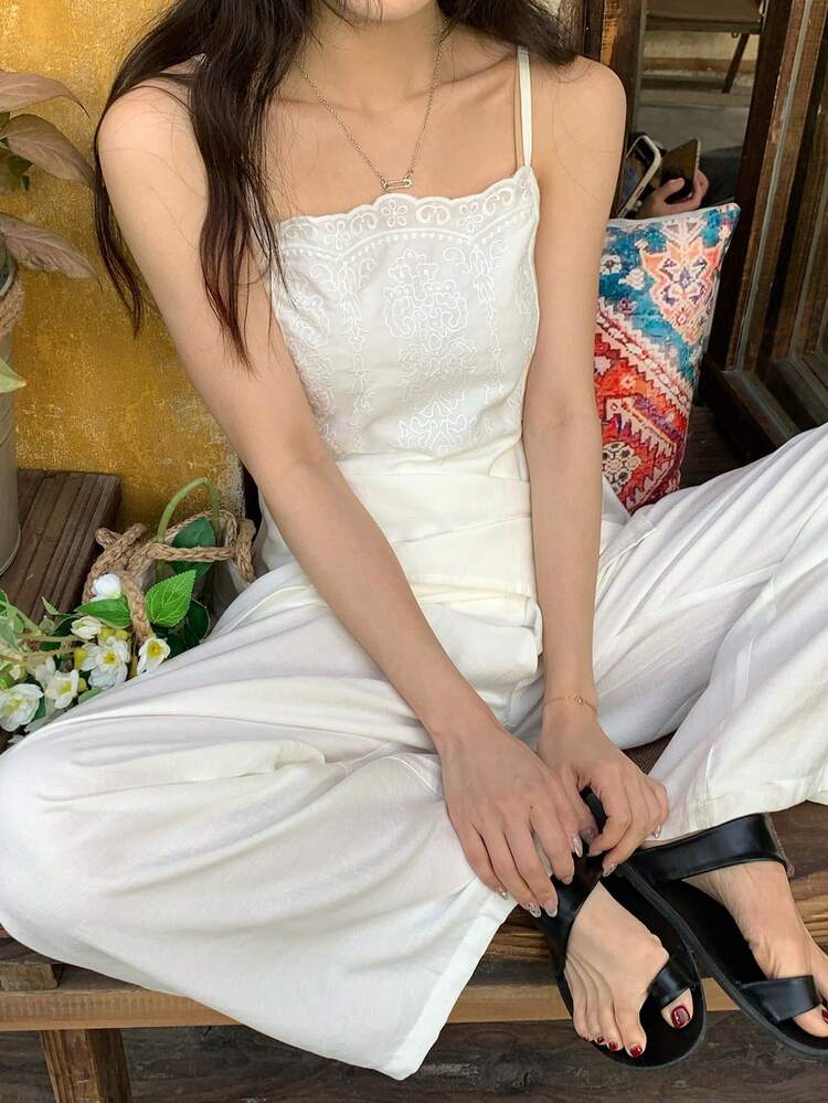 Women's Camisole Top And Pants Set, Solid Color, 2 Pieces Outfit