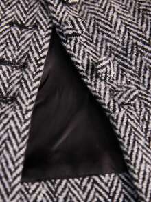Aveloria Modichic 时尚设计感休闲圆领黑白人字纹混纺收腰纽扣优雅通勤百搭复古简约设计女式无袖背心外套 - 彩色 - 查看 7