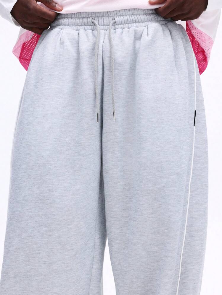 Heathered Sweatpants With Side Piping