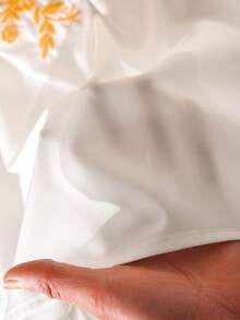 CosyJoli Áo kiểu thêu dành cho nữ cỡ lớn, trang phục thường ngày cho nữ, áo không tay, áo kiểu thường ngày cho nữ tuổi teen với tay áo bèo nhún. - Màu be - Xem 6