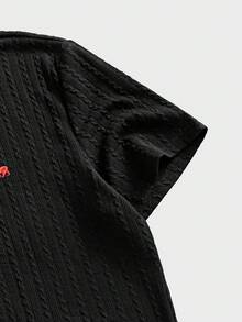 ESTAVOR Áo polo nam tay ngắn, thiết kế thêu họa tiết, kiểu dáng thường ngày. - màu đen - Xem 3