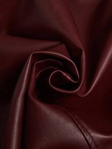 MOTF PREMIUM WOMEN'S ENCORE RED PU LEATHER PLEATED A-LINE SKIRT - Red - View 3