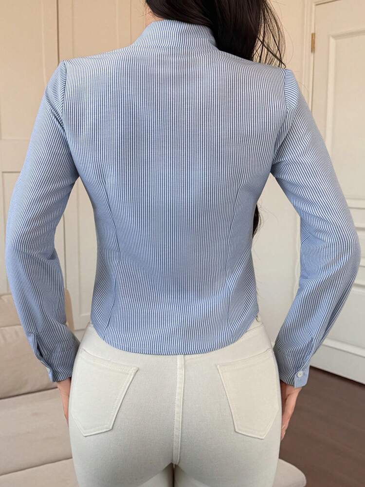 Women's Striped Minimalist Casual Long Sleeve Shirt