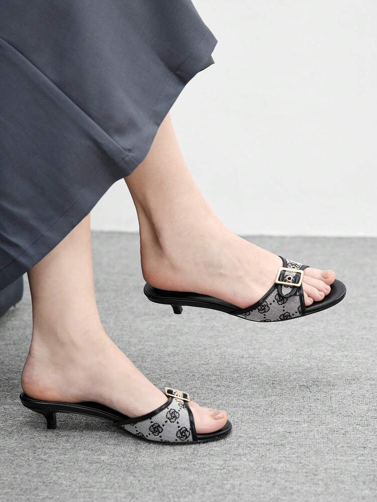 CUCCOO BIZCHIC Women's Buckle Design Fashion Daily Wear Stiletto Slide Sandals Valentine's Day Summer Shoes