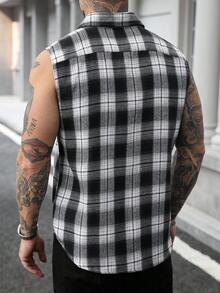 Manfinity CasualCool Men's Casual Plaid Front Button Sleeveless Shirt, Summer - Multicolor - View 2