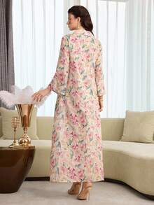 Yasmyna Camisa larga estampada con botones y cuello vuelto, multicolor, modesta, estilo de Oriente Medio para otoño - Multicolor - Ver 6