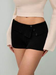 SHEIN Tall 女士休闲夏季针织裤，秋冬季 - 黑色 - 查看 5