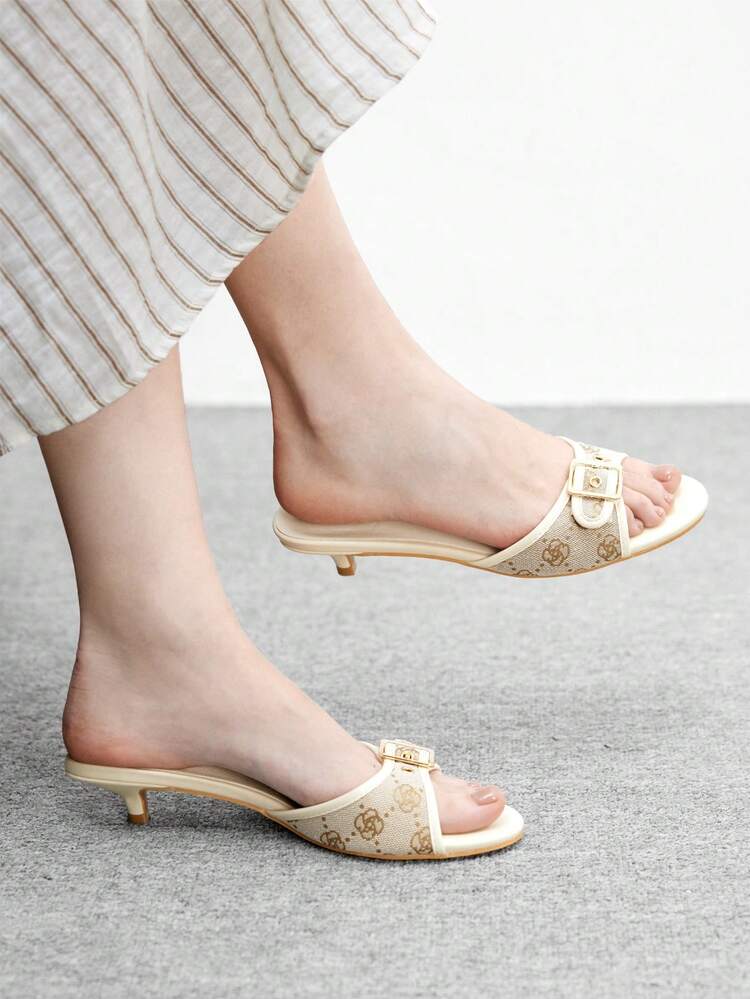 CUCCOO BIZCHIC Women's Buckle Design Fashion Daily Wear Stiletto Slide Sandals Valentine's Day Spring Shoes