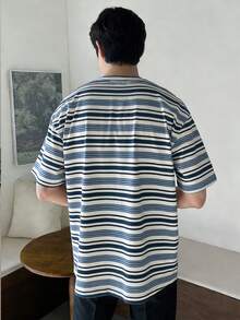 DAZY Áo thun nam tay ngắn cổ tròn kẻ sọc dáng rộng, thích hợp mặc mùa hè. - Nhiều màu - Xem 2