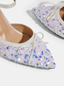 CUCCOO TILAWA 优雅女士尖头镂空绑带细高跟鞋 - 时尚性感优雅百搭女士高跟鞋 - 适合婚礼、晚宴、派对和舞会 - 銀色 - 查看 6