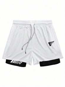 Gym Rark 男士休闲运动印花圆领短袖T恤短裤套装 健身套装 男士运动短裤套装 跑步套装 运动服套装 健身服套装 健身套装 训练套装 男士压缩衣 - 白色 - 查看 5