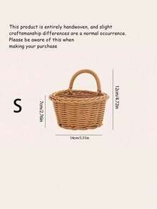 1-Pack Woven Rattan Storage Basket - Farmhouse Style Rustic Picnic & Wedding Decor, Wall-Mounted/Portible Organizer For Kitchen (Onions/Eggs/Snacks), Bathroom, Easter Display, Boho Plant Hanger With Mixed Metal Frame - Apricot - View 9