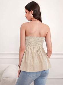 SHEIN Top tubo de moda con volantes, nudo y rayas para maternidad - Albaricoque - Ver 2