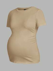 Modmama Maternity Casual Solid Color Short Sleeve T-Shirt For Summer - Multicolor - View 8