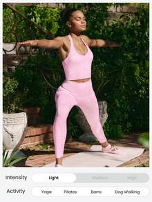 GLOWMODE 24" FeatherFit™ Renew Leggings With Built-In Underwear Low Impact Yoga Pilates Daily - Pink - View 6