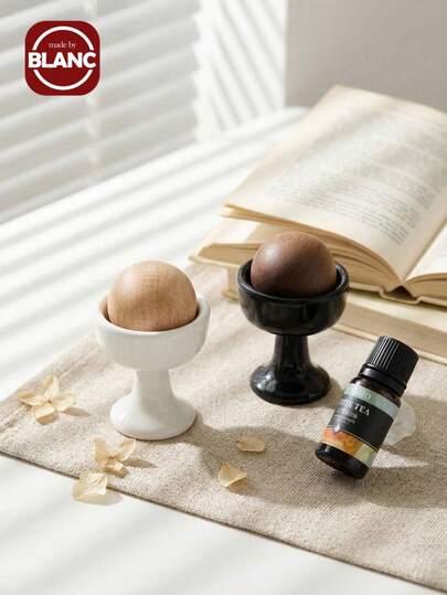 Madebyblanc Japanese Style Round Ball High Foot Aromatherapy Ornament Storage Solid Wood Diffuser For Bedroom Desktop New Arrival For Studio